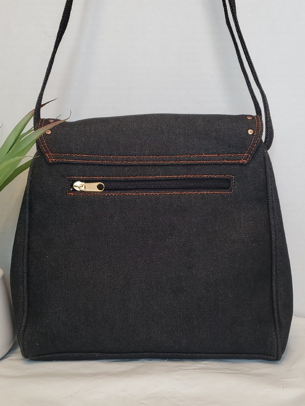 Black Denim Studded Crossbody Bag - Picture 2 of 5
